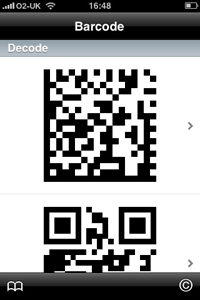 Barcode iPhone app screenshot