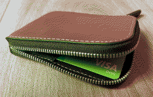 Dithered photo of my Bellroy Card Pocket wallet