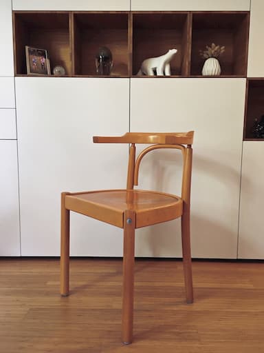 My old wooden kitchen chair doubling as an office chair