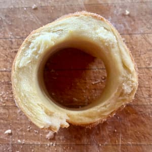 Top view of a half eaten kürtőskalács