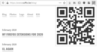 Screenshot of the URL to QR code Firefox add-on